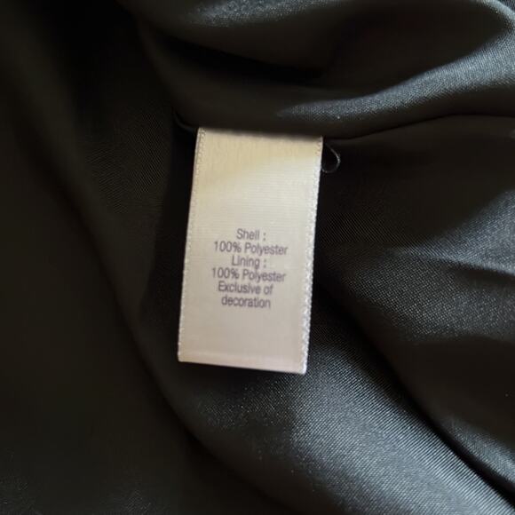 Jennifer Lopez Woman Size L Black Silky Dress Long Flowy Sleeves LBD Smocked - Picture 9 of 13